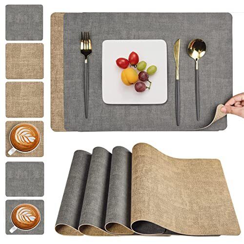 Myir JUN Tovagliette Americane e Sottobicchieri lavabili Set di 6, (X9F)