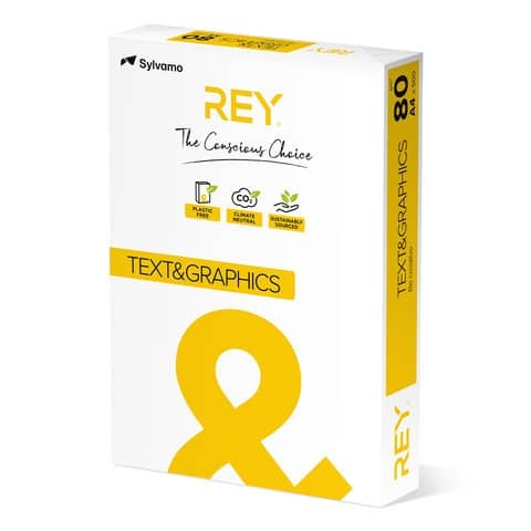 Carta per fotocopie A4 Sylvamo Rey Text & Graphics 170 CIE 80 g/m² Risma 500 fog