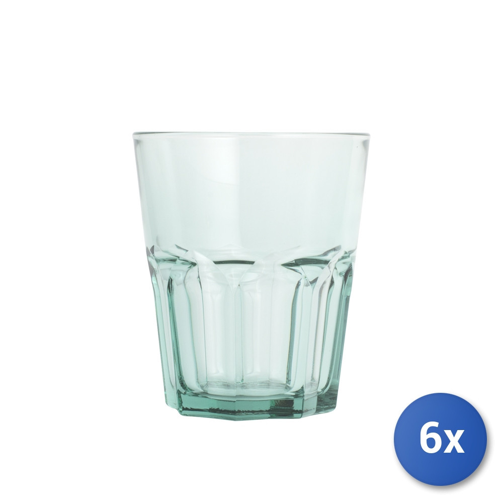 6x Bicchieri Granity In Vetro Colore Verde Cl35