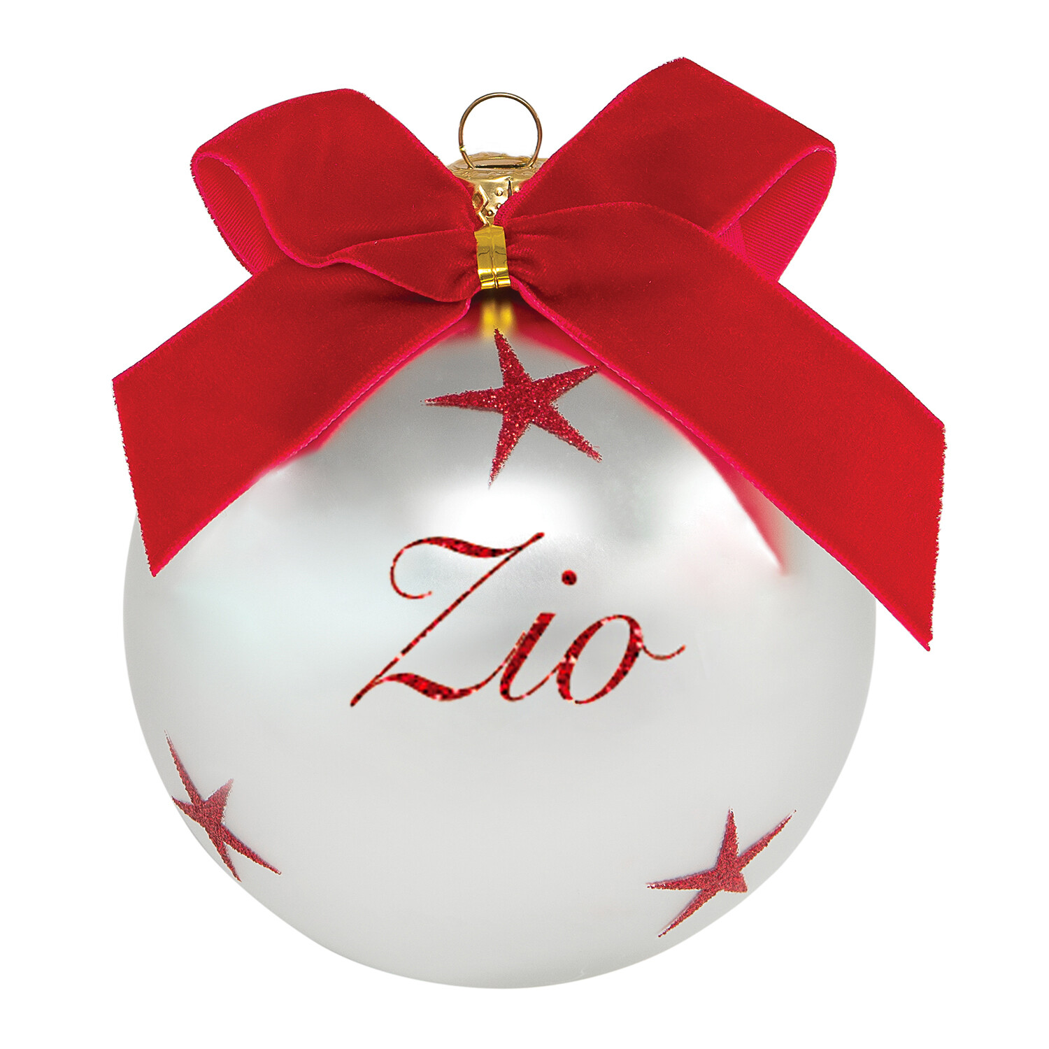 KASANOVA Pallina di Natale con scritta Zio 10 cm rosso