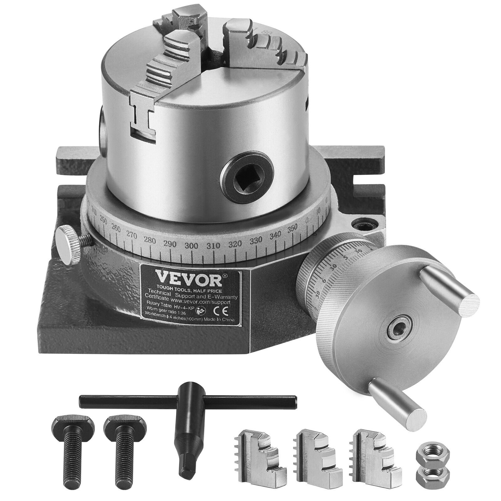 VEVOR Mandrino 3 Griffe Girevole Fresatrici Diametro 10cm Orizzontale Verticale