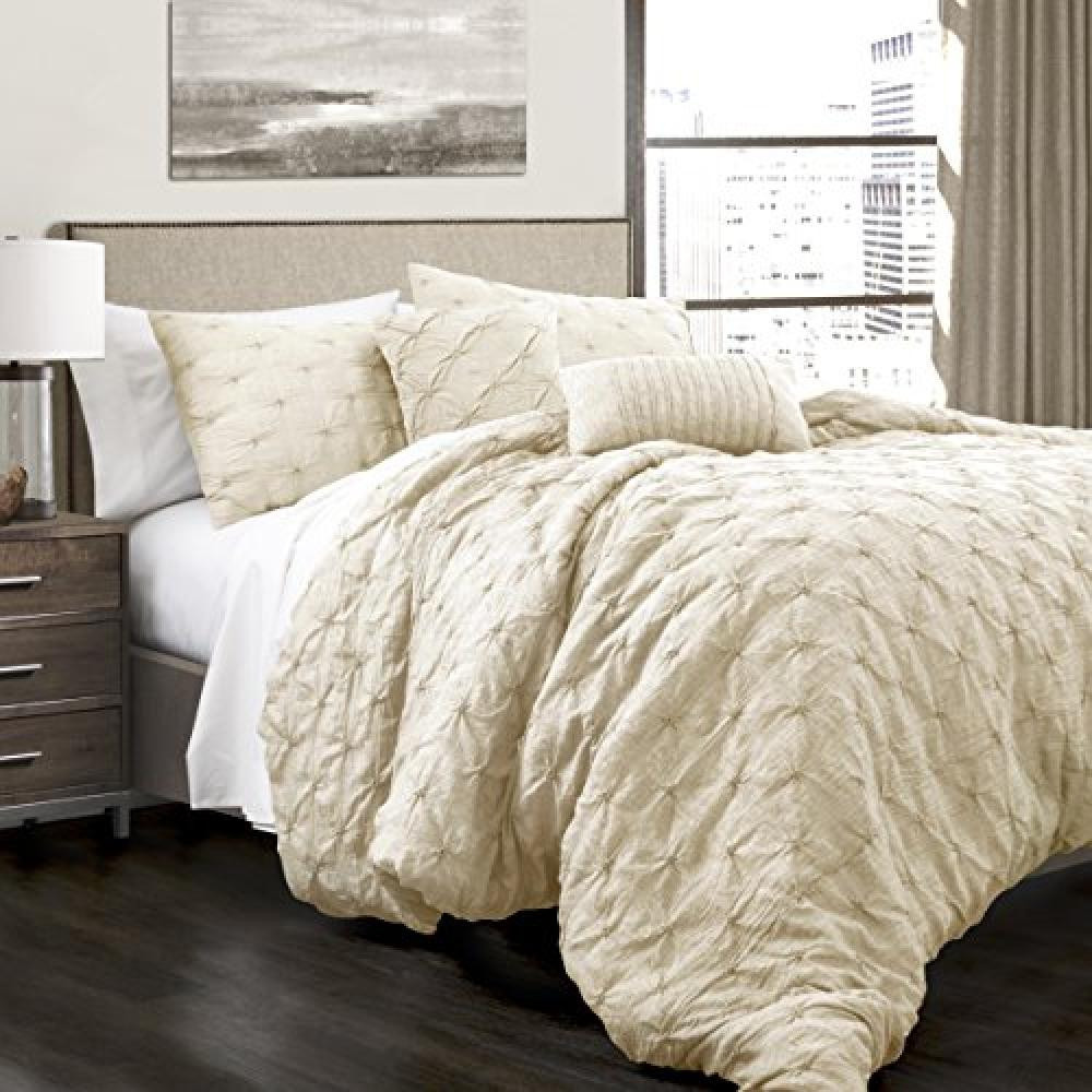 (TG. King) Lush Decor Lush Décor Ravello Pintuck 5 Piece Comforter Set, Full/Qu