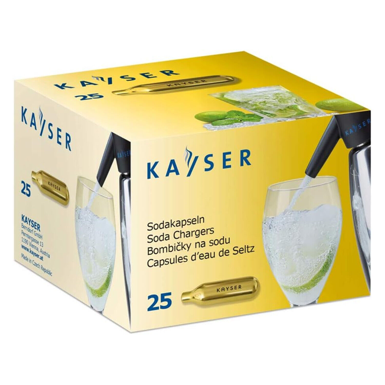 Cartucce di CO2 Kayser, per Quick Soda Maker, 7,5G, 25 Cartucce