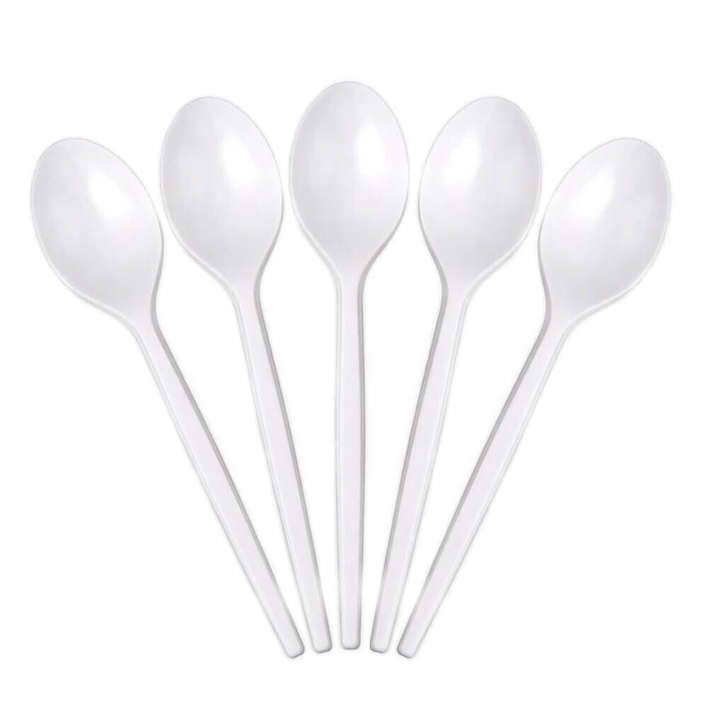 1000 Cucchiai Posate Riutilizzabili Bianchi da 16.5 Cm, fino a 70°C per 2 ore