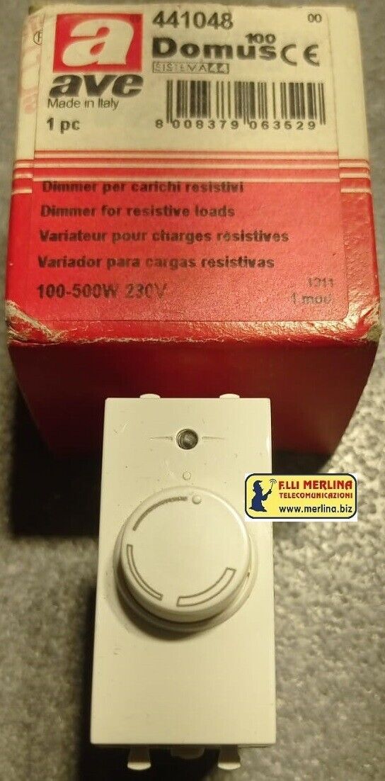 AVE 441048 DIMMER ROTATIVO 100-500W SERIE DOMUS RAL9010 1 MODULO