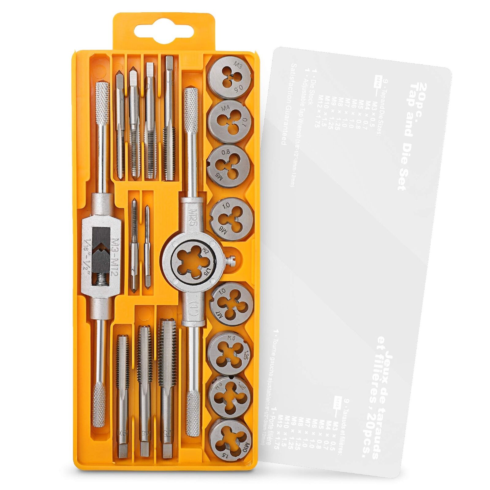 Hi-Spec Set di maschi filettatori e filiere metriche da 20 pezzi Kit per maschia