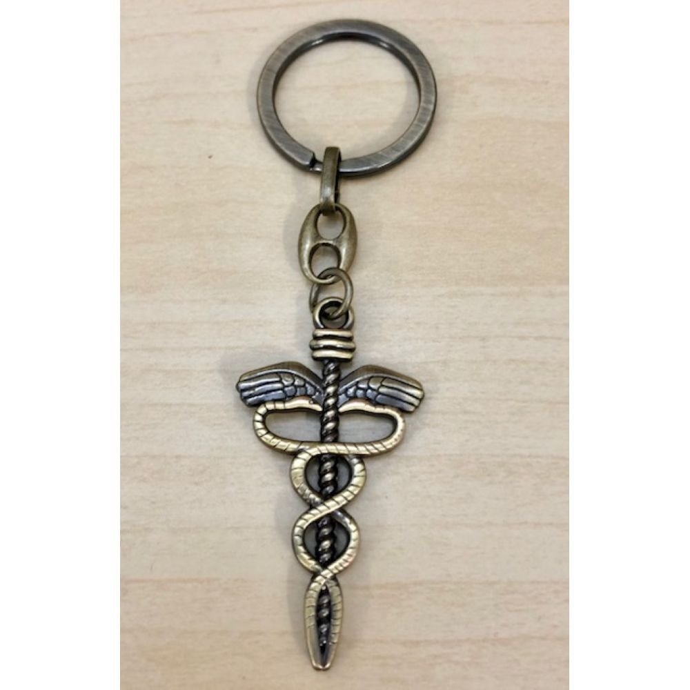 Portachiavi CADUCEO bronzo BOMBONIERA LAUREA FARMACIA 05IN