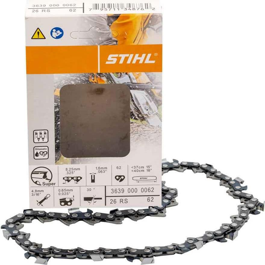 Stihl 36390000062 catena per sega .325 1,6 mm 62 GL 37 cm scalpello completo RSC
