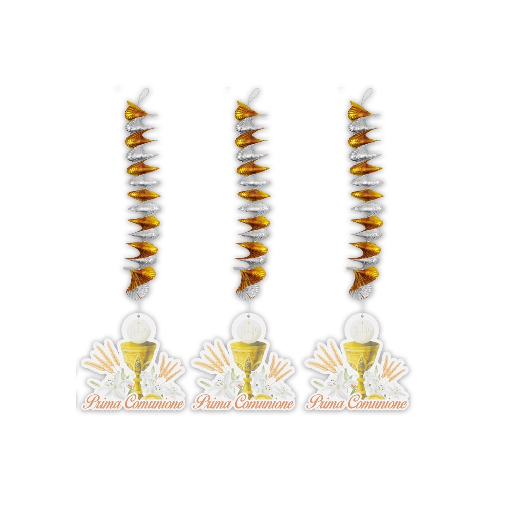 Pendenti Spirale Metallizzati Prima Comunione Ivory Festoni Addobbi Decorazioni