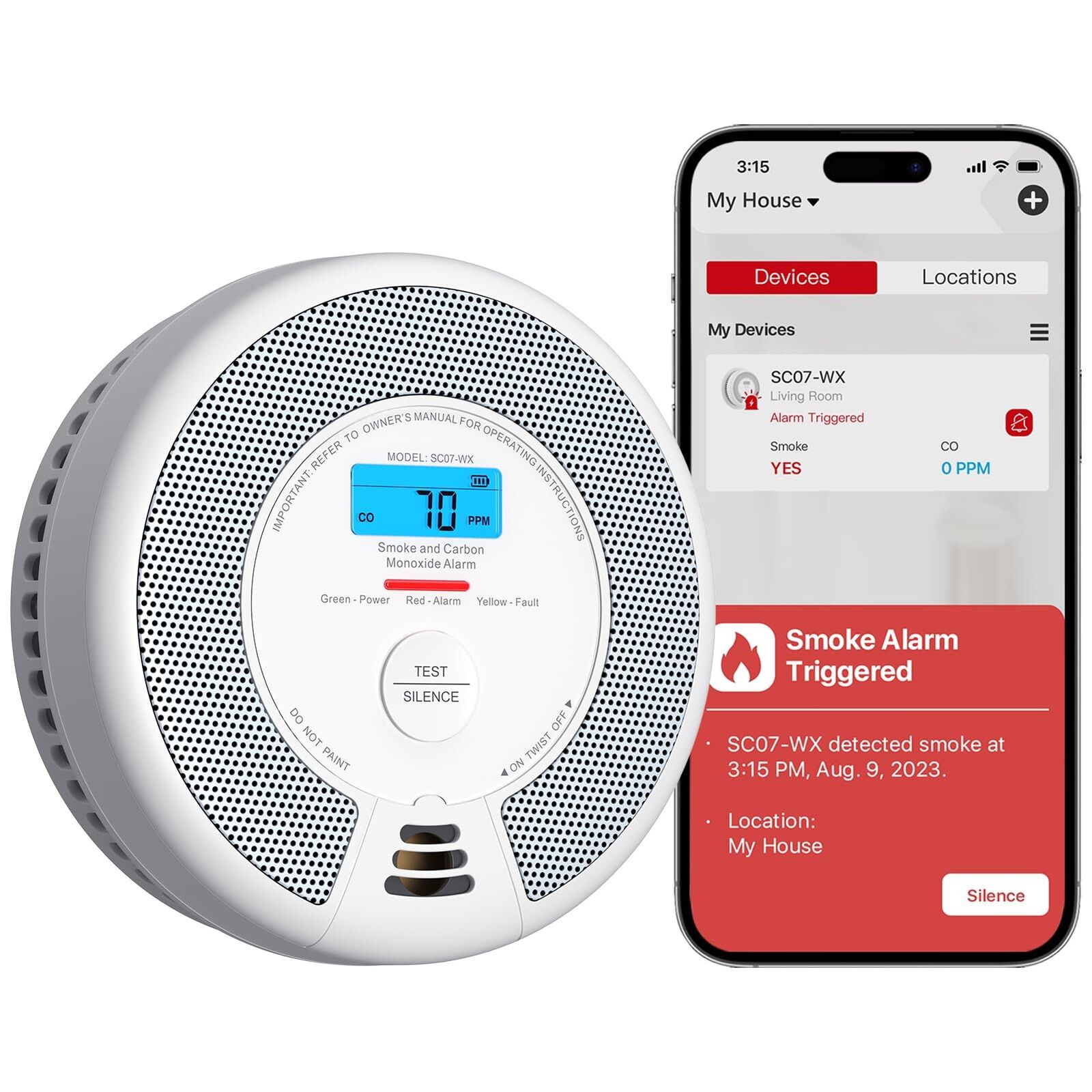 X-Sense Wi-Fi Rilevatori di Fumo e Monossido di Carbonio con Batteria Sostituibi