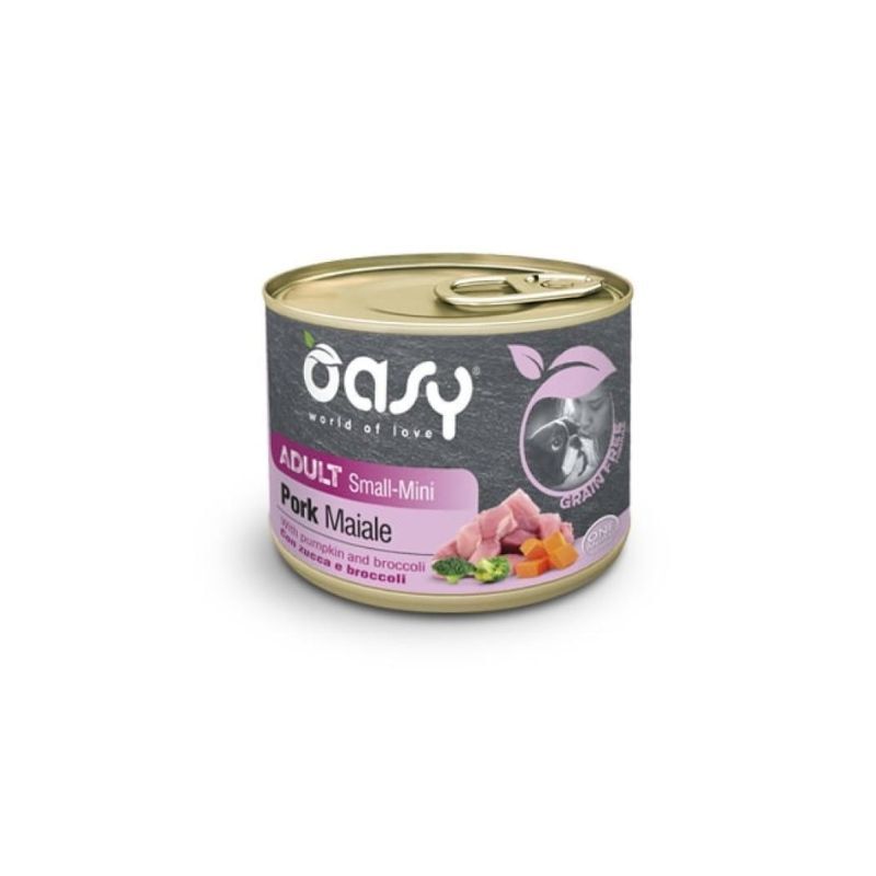 Oasy grain free formula adult small/mini maiale con zucca e broccoli 200gr