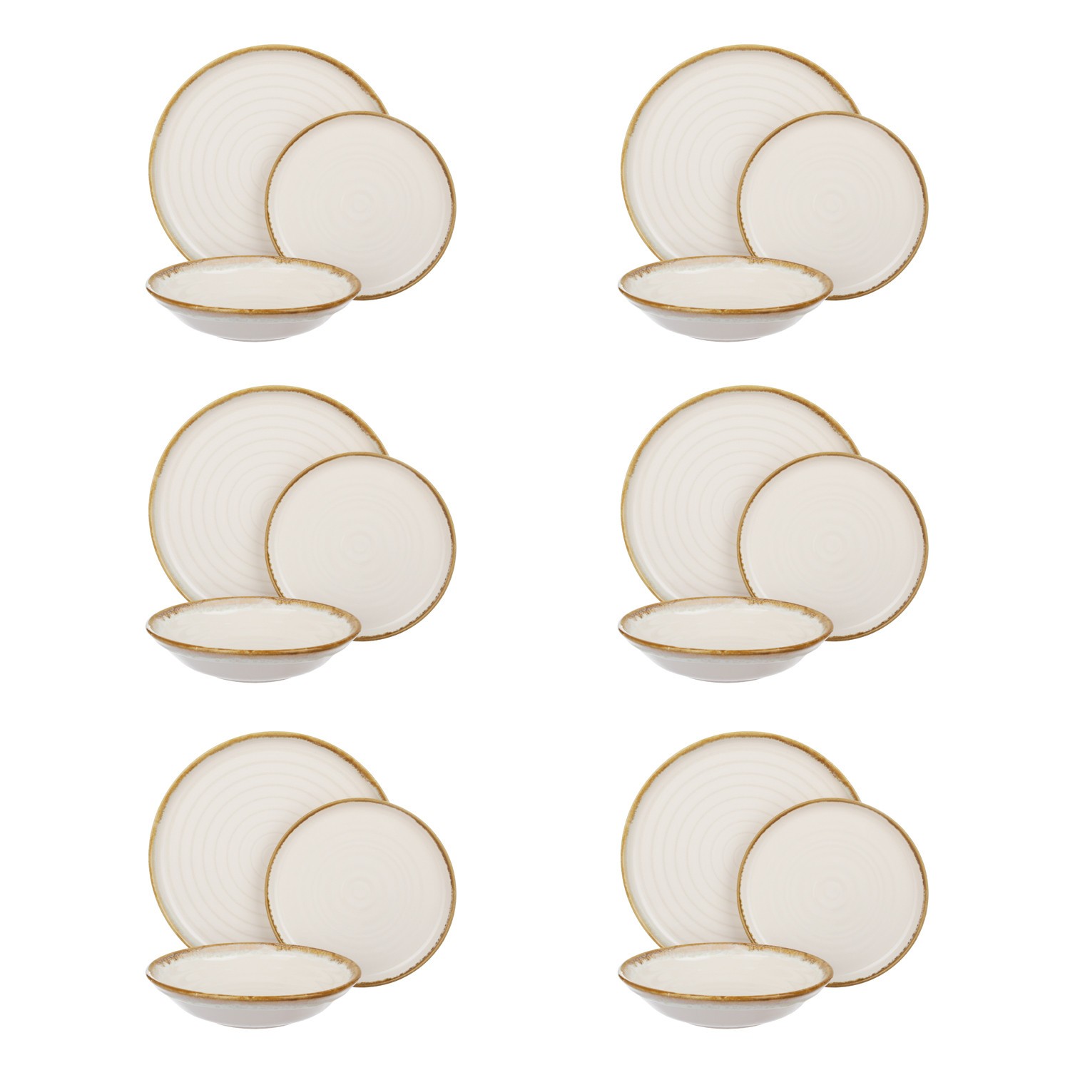 Servizio 18 piatti terracotta crema oro Olympus beige