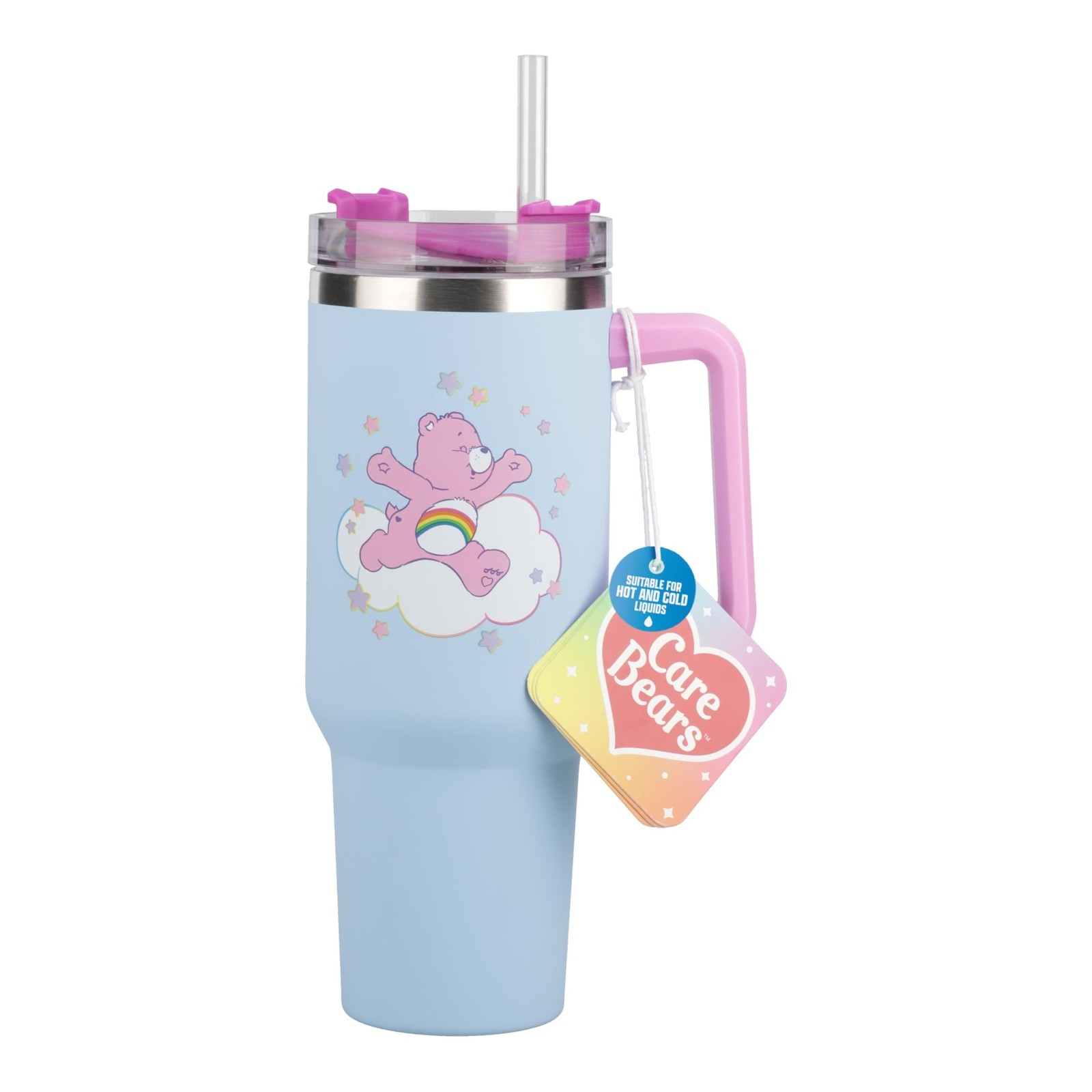 Paladone Care Bears 1.2L Blue Insulated Cup and Straw, Officially Licensed Quenc