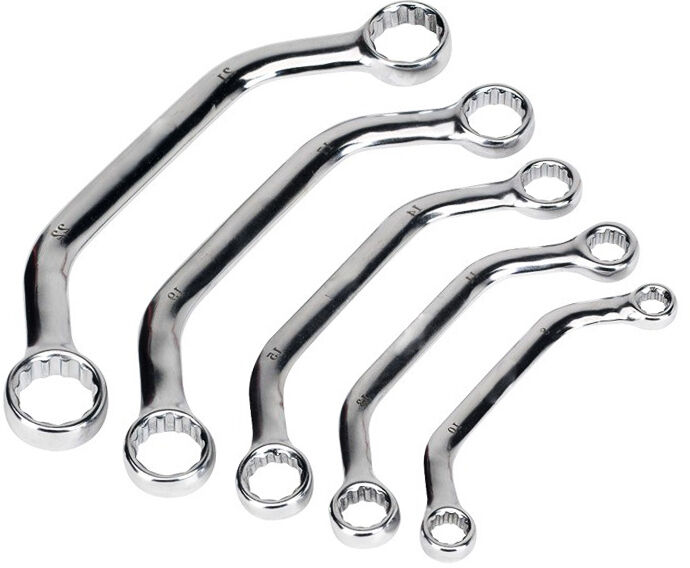 OSTRUZIONE SET CHIAVI INGLESI 5 PEZZI PROFILO PIATTO 8-22mm C FORMA Vanadio U254