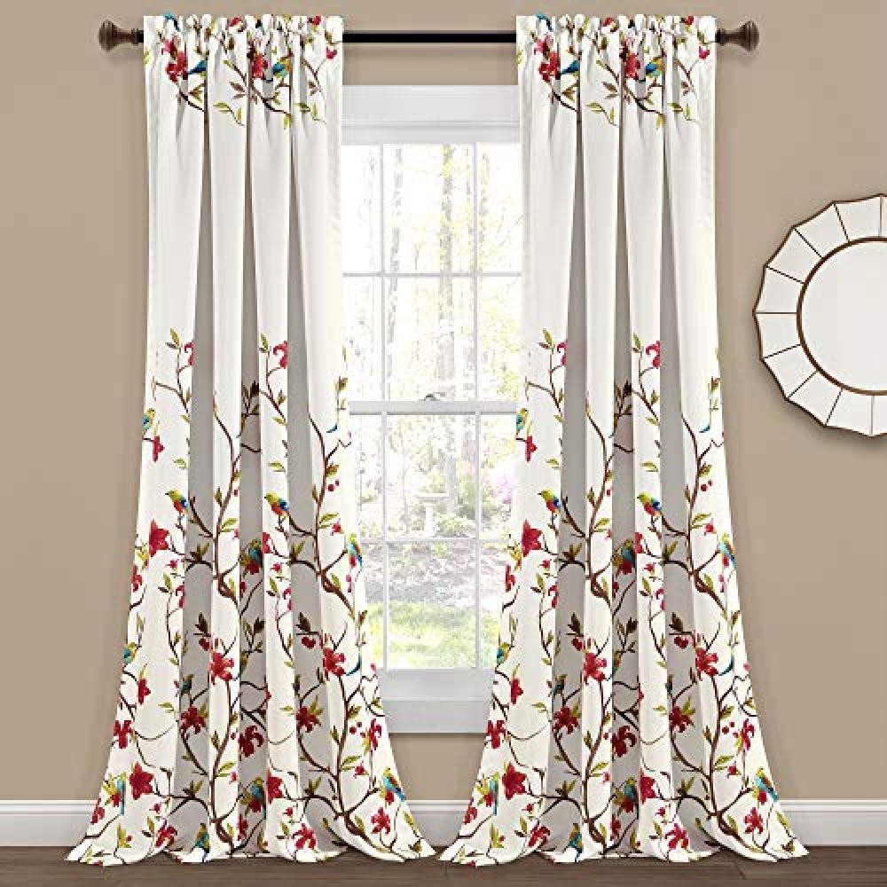 (TG. 84L x 52W) Lush Decor Neela Birds Room oscuramento finestra tenda pannello