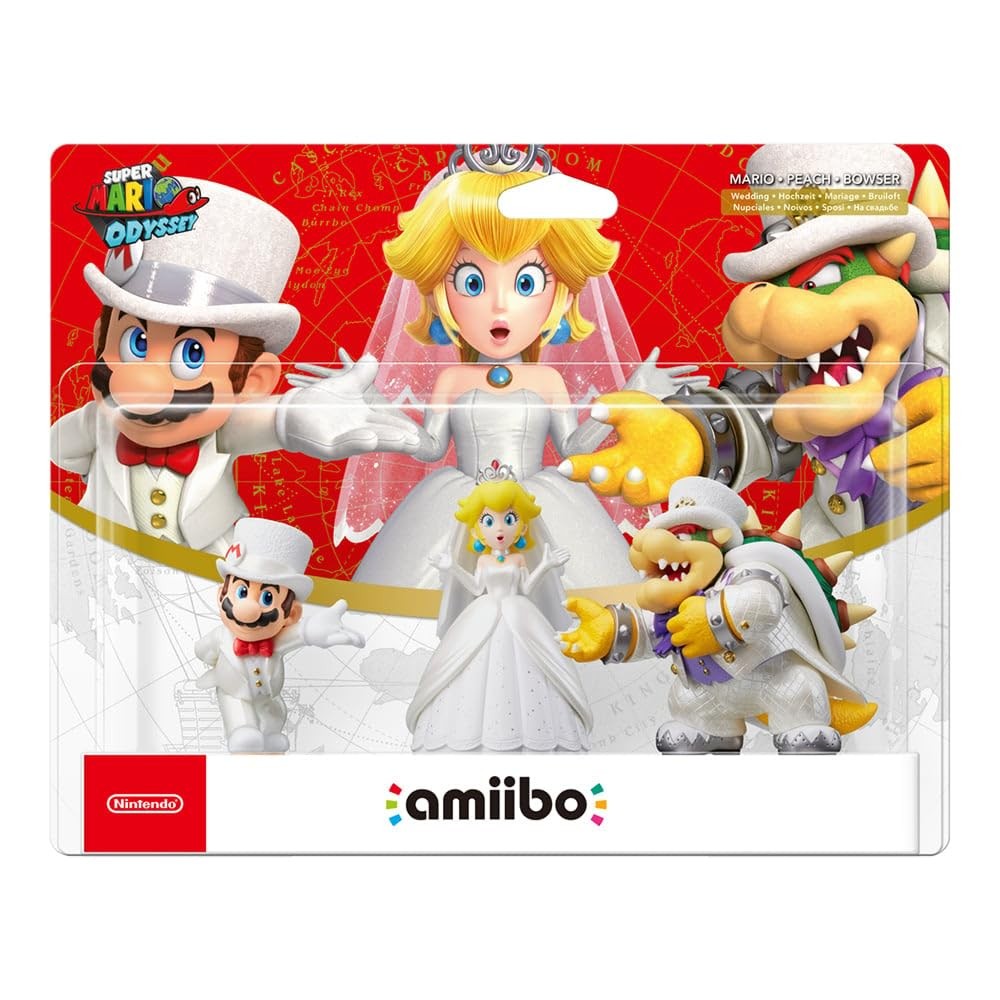 Nintendo Amiibo 3 Pack Mario Peach Bowser in Wedding Outfit Super Mario Odyssey