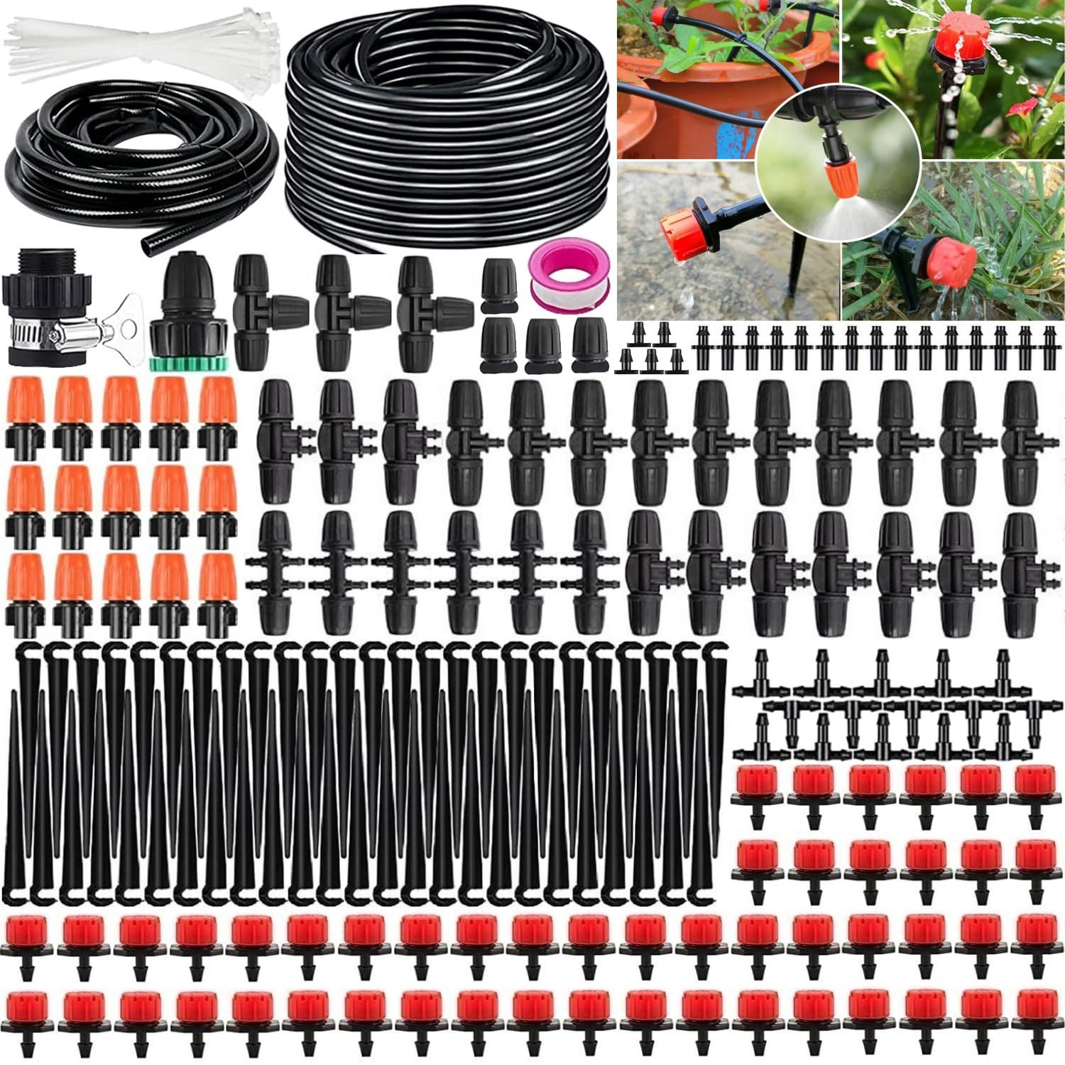 Kit di Irrigazione a Goccia, 50M+25M Micro Drip Irrigation Kit (k3C)