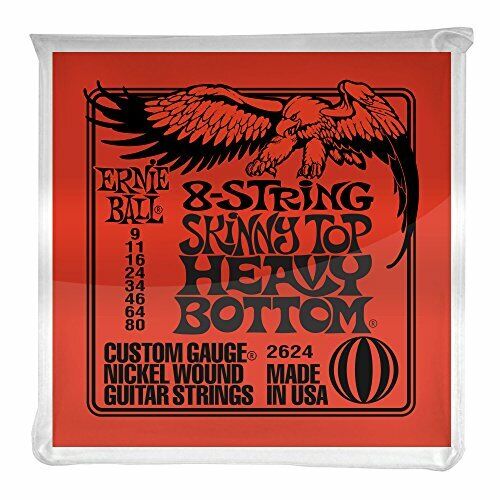 Cordes pour guitare électrique à 8 cordes Slinky Ernie Ball Skinny Top - Calibre