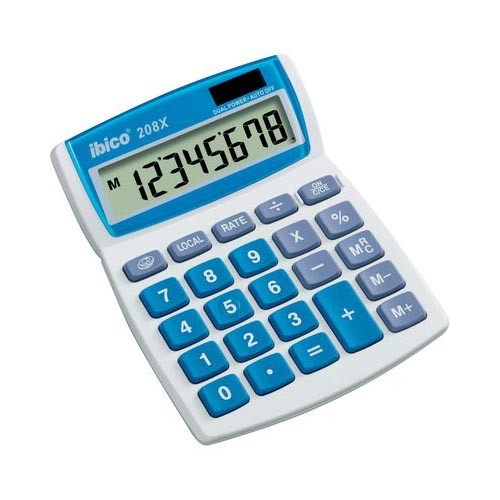 Calcolatrice da Tavolo 208X IBICO - IB410062 (Bianco e Blu)
