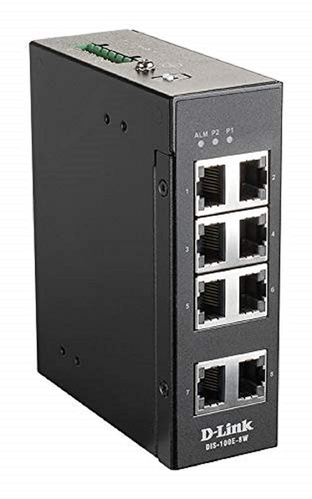 D-Link DIS 100E-8W Unmanaged Switch 8 x 10/100 DIN Rail Mount Wall Mount DC Volt
