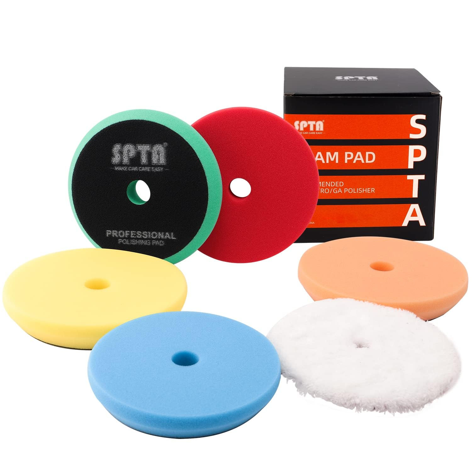 Lucidatura Pads, SPTA 5Pcs 6 Pollice (150mm) Flat Buffing Sponge Pads (i3q)