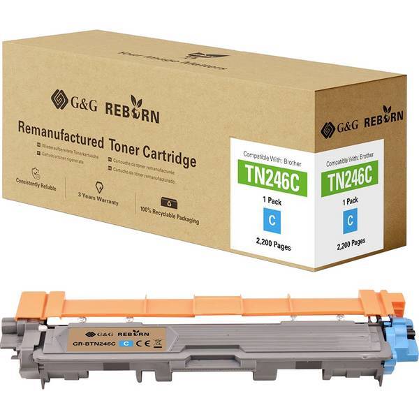 G&G 21196  Toner sostituisce Brother TN-246C Compatibile Ciano 2200 pagine Rebor