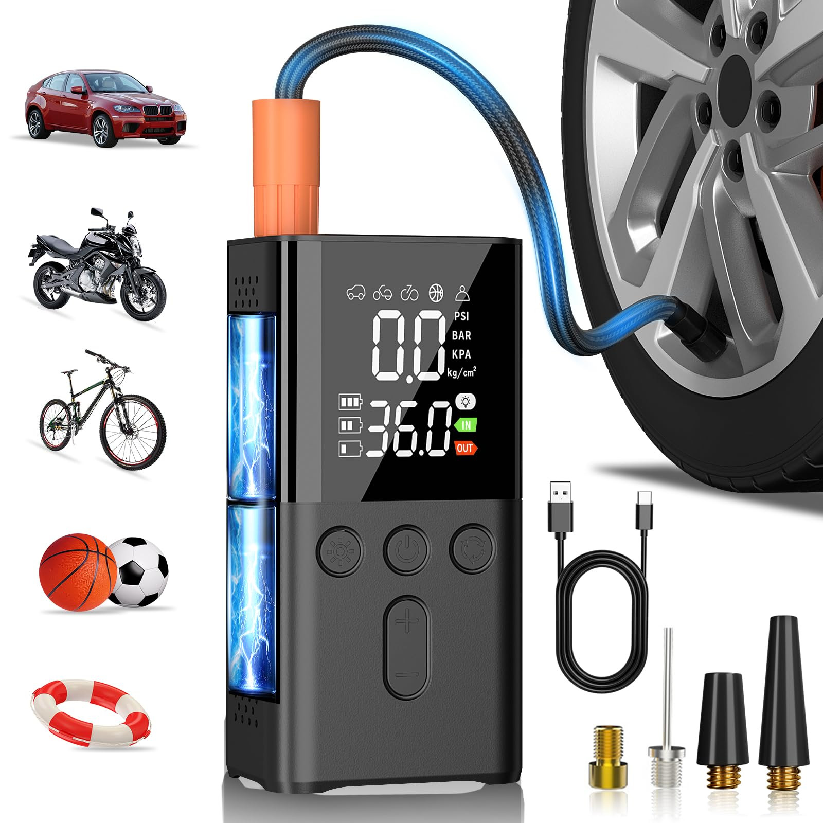 WYRIAZA Compressore Aria Portatile 10000mAh Compressore Aria Portatile (j3c)