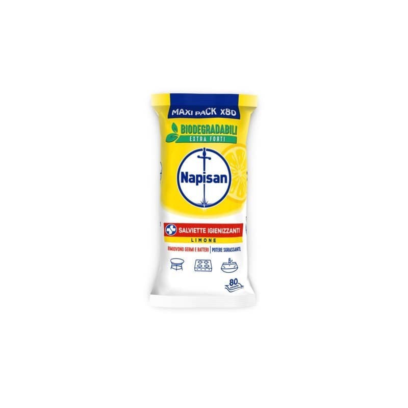 Salviette igienizzanti bio al limone Napisan maxi pack da 80 salviette 3240170