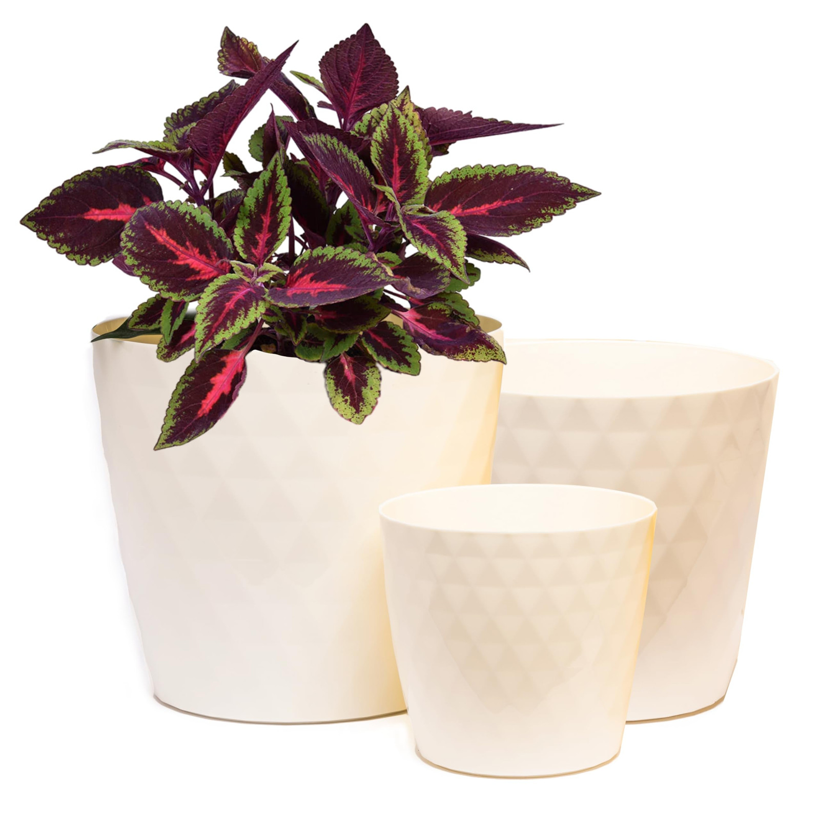Home Garden Ornaments Vaso per Piante da Interno Ecru Set di 3 Misure (c4X)