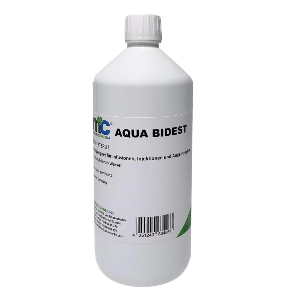 Aqua Bidest - 1 litro, acqua da laboratorio, acqua pura, acqua bidillata, (F8e)