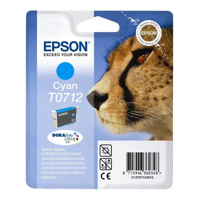 ORIGINALE T0712 CIANO PER Epson Stylus D78D78D92DX 4000 C13T07124012 CAPACITA 5,