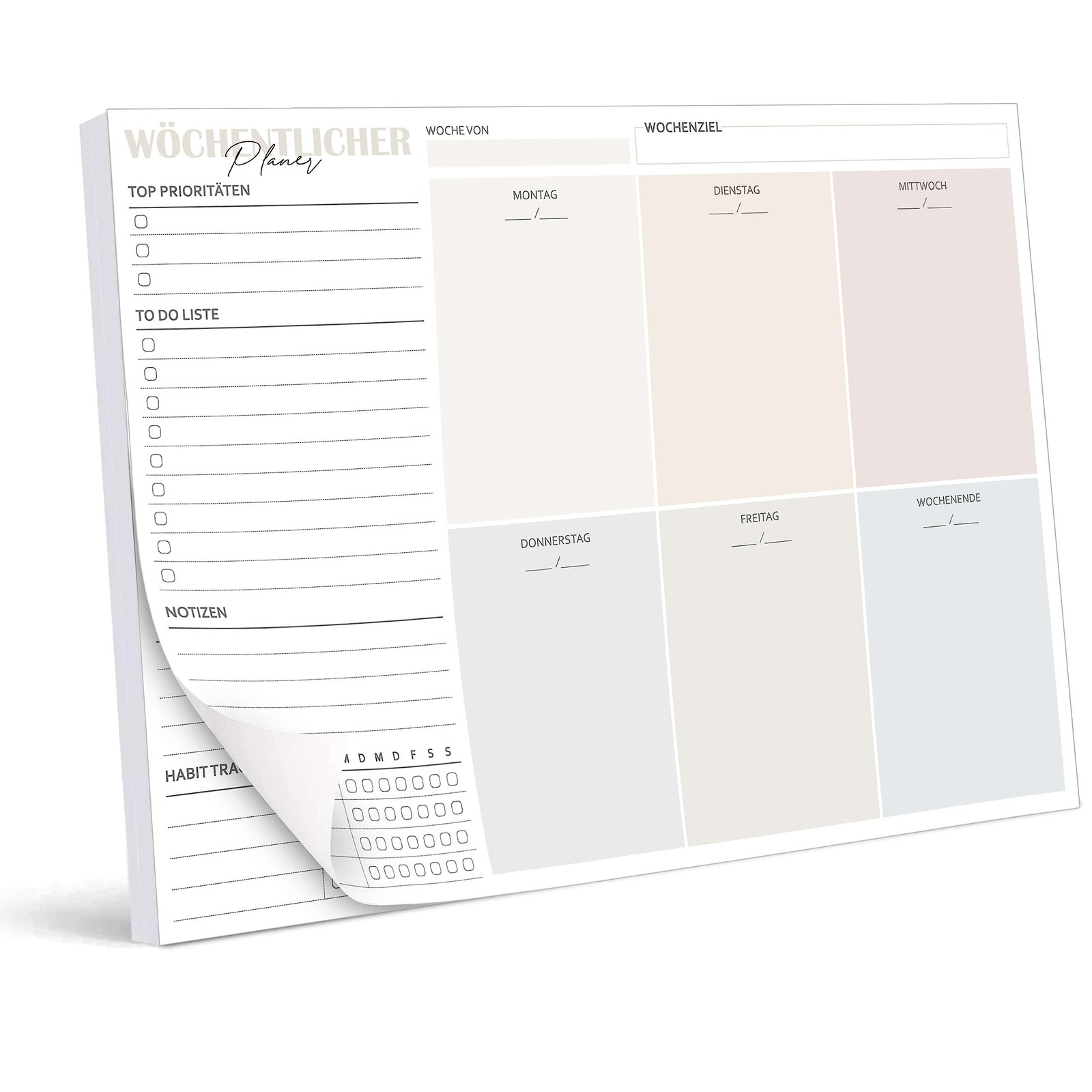 BIROYAL Planner Settimanale Scrivania，Planning Settimanale da Tavolo A4 (m1A)