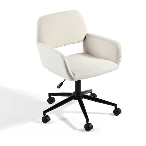 39F FURNITURE DREAM Scandinavian Office Chair Beige Fabric Swivel (H2d)