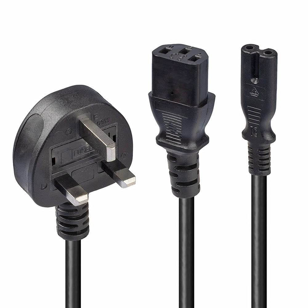 LINDY 30426 2.5 m UK Mains 3 Pin Plug to IEC C13 and C7 "Y" Splitter Lead Cable