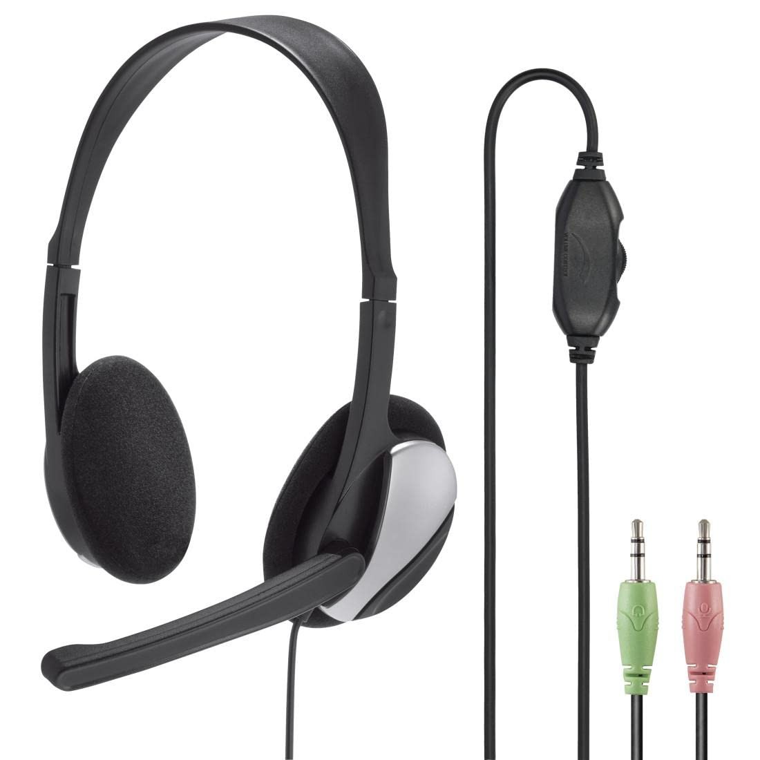 Hama PC Headset HS-P100, Ultra Lightweight On-Ear Stereo with Microphone, Volume