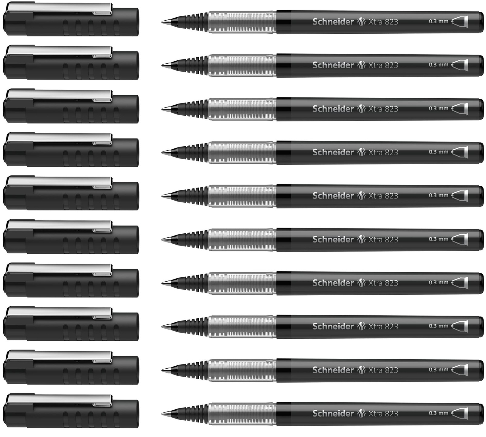 Schneider XTRA 823 Ink Roller Pen with Stainless Steel Conical Tip 0.3 mm Black