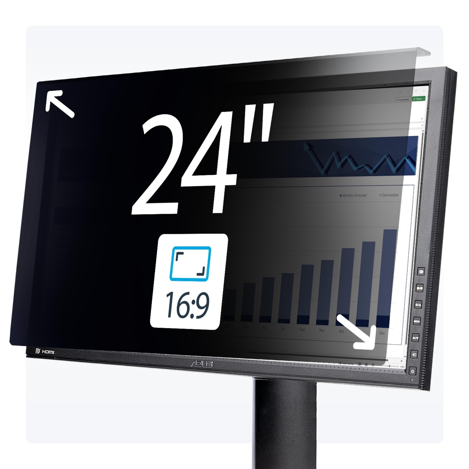 StarTech.com 24-inch 16:9 Computer Monitor Privacy Screen, Hanging Acrylic Filte