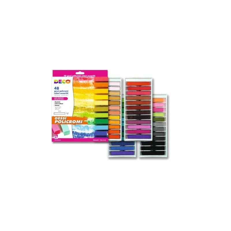 Gessi policromi quadrati Deco Gessopastello - colori assortiti - conf. 48 pezzi