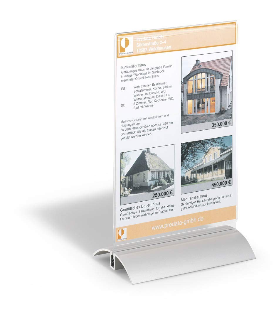 Durable Presenter Sign and Literature Holder Desktop Acrylic with Metal Base A5