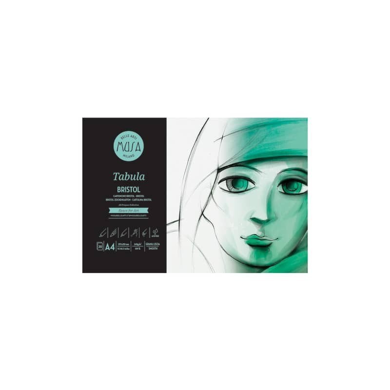 Blocco collato Belle Arti Musa Tabula Bristol - 240 g - A4 20 fogli - MU136294