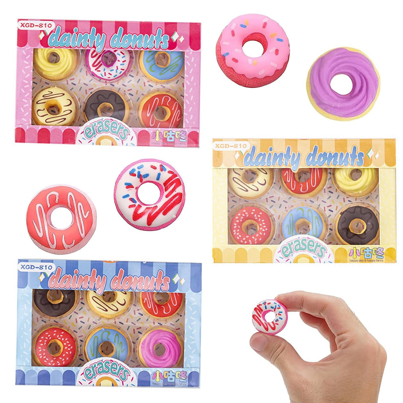 18 Pezzi Forma di Cibo Gomme, Gomme da Cancellare Ciambella, Gomme da (y8u)