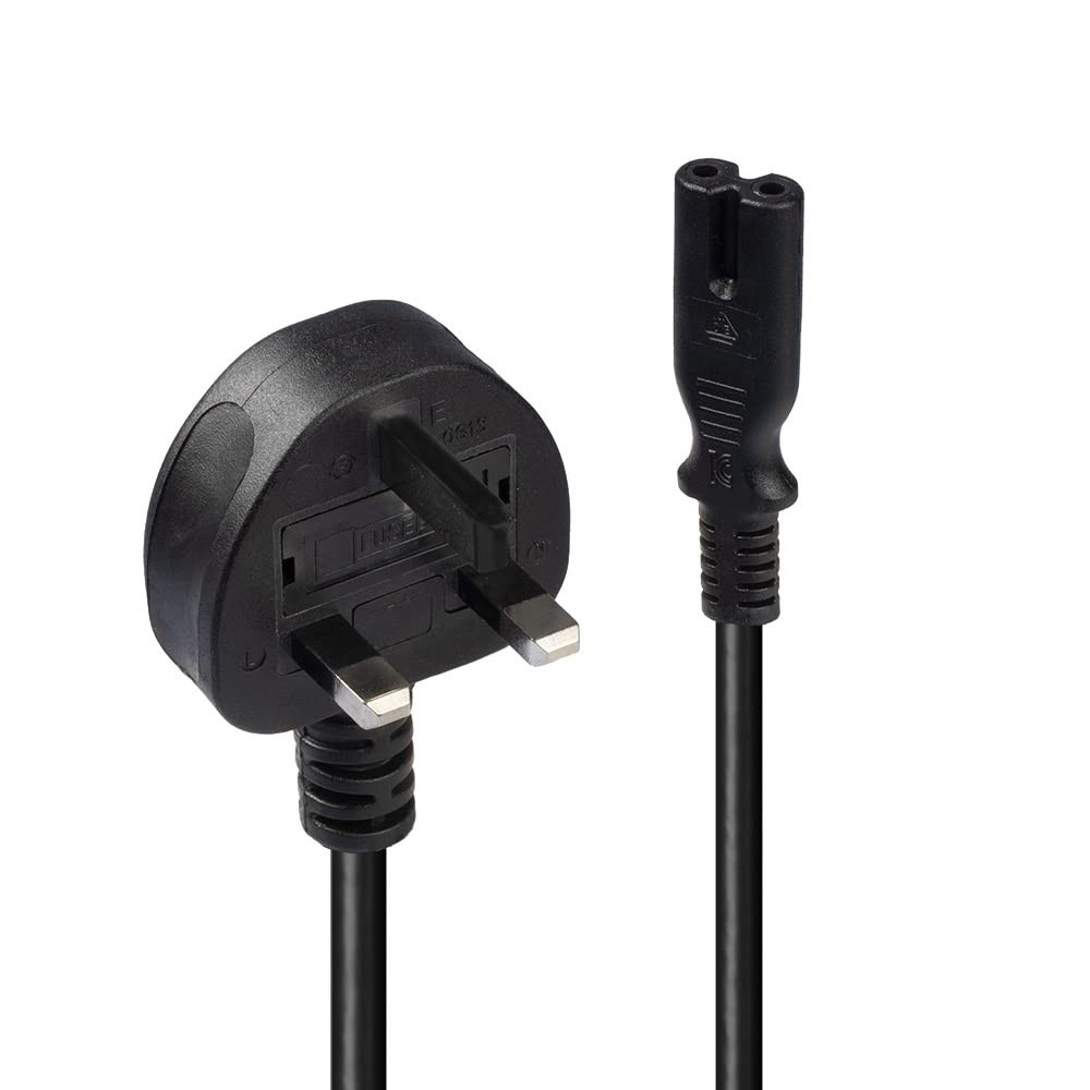 LINDY 30443 1 m Mains Power Cable UK 3 Pin Plug to IEC C7 Power Cable - Black 1m