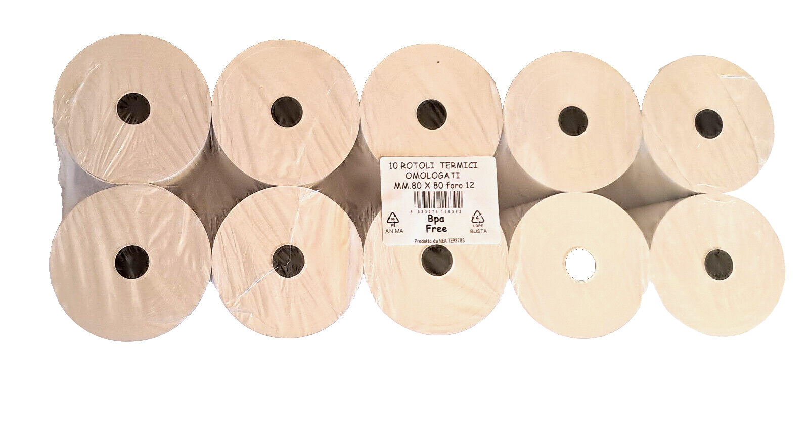 10 ROTOLI TERMICI 80x80 CARTA TERMICA OMOLOGATI REGISTRATORE CASSA FORO 12