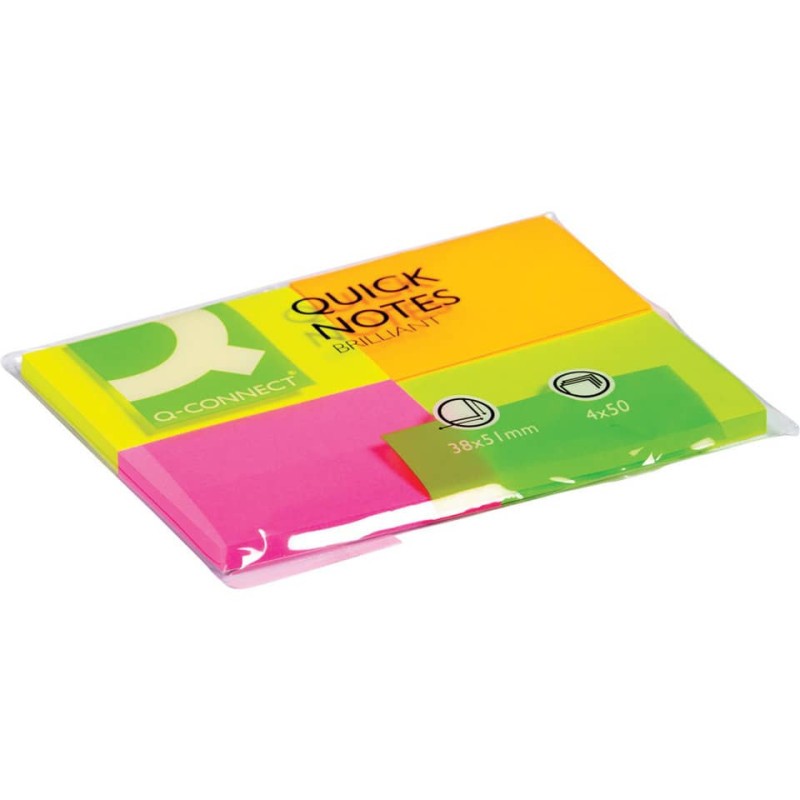 Foglietti riposizionabili Q-Connect g/m² colori intensi 38x51 mm 4 blocchetti da
