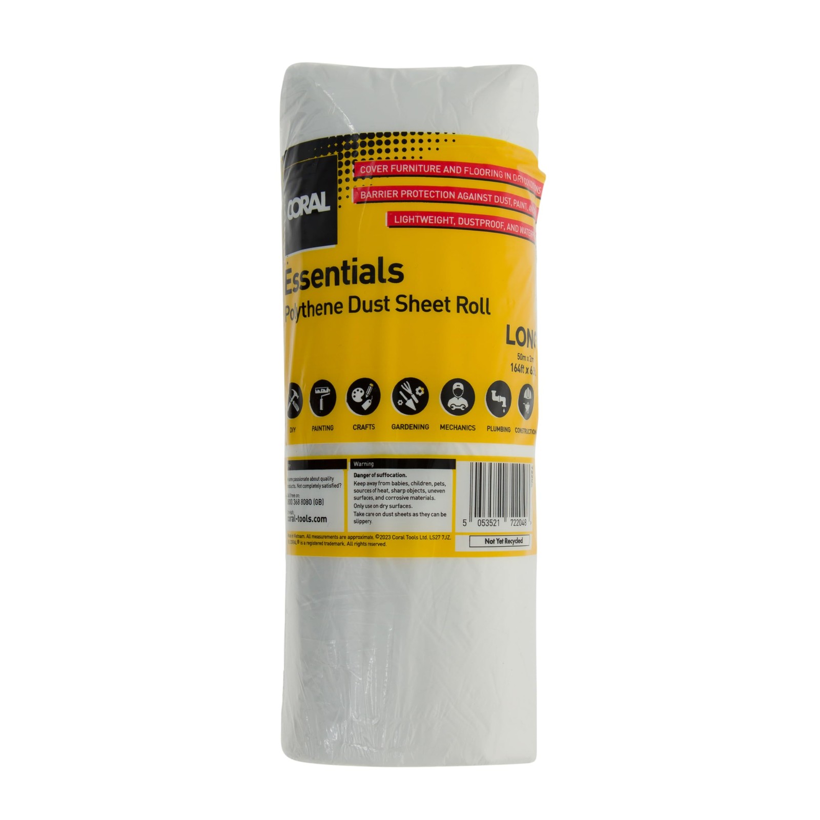 Coral 72204 Essentials - Rotolo di telo antipolvere in polietilene, 100 (K5n)