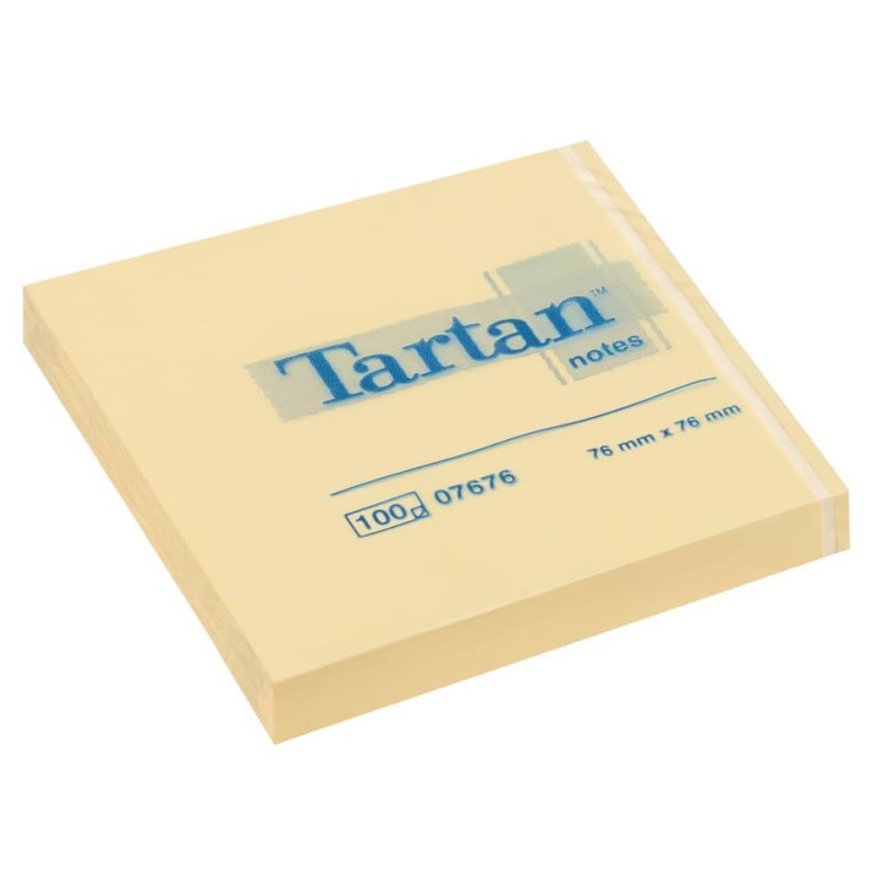 Foglietti riposizionabili Tartan Notes 100 ff 63 g/m² giallo 76x76 mm conf. da