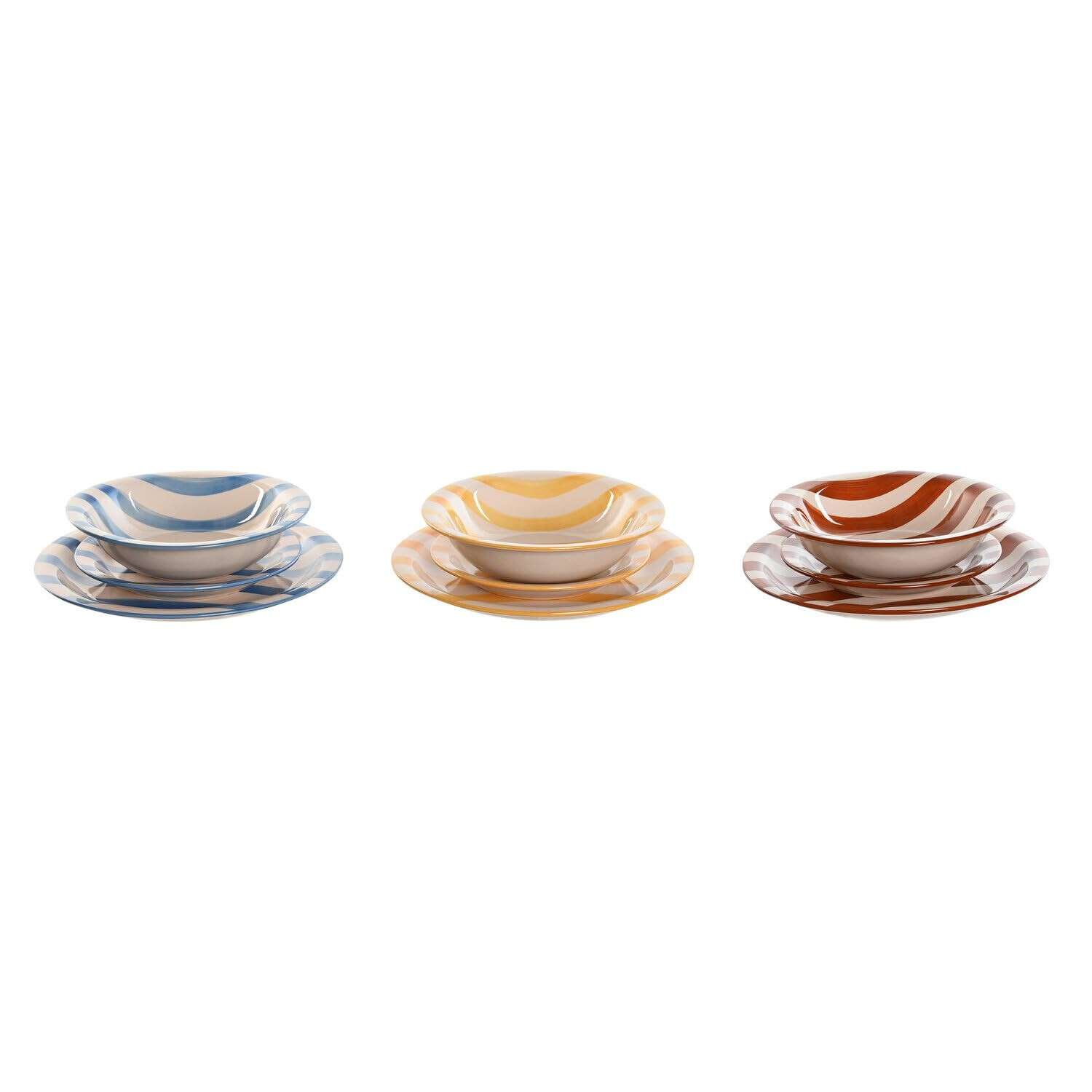 VAJILLA SET 18 GRES 27,5X27,5X2,8 RAYAS MULTICOLOR (T0a)