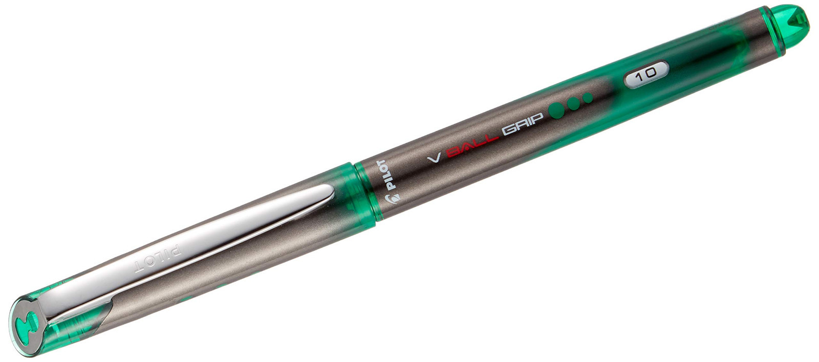 Pilot V Ball grip rollerball pen, 1.0mm broad tip ball with green ink and 0.6mm