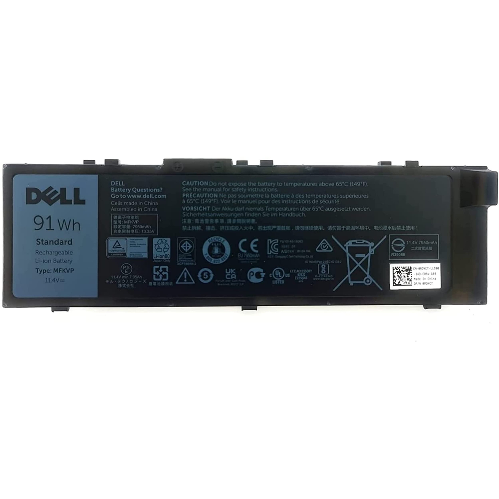 Dell Batteria 91Wh 7950mAh 6 celle 11.4V per Dell Precision 15 7510 7520 (e9X)
