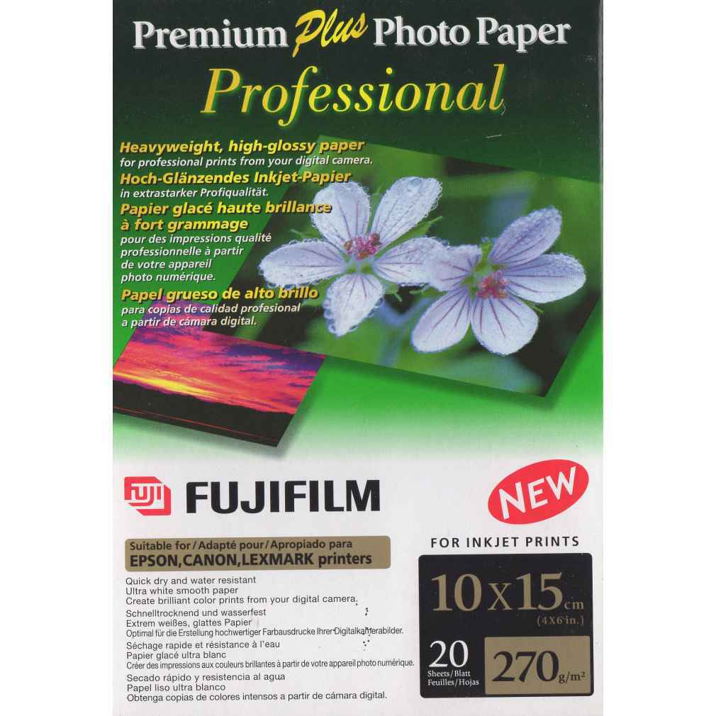 Fujifilm Plus Photo paper 10x15 Inkjet high gloss 20 fogli 270gr